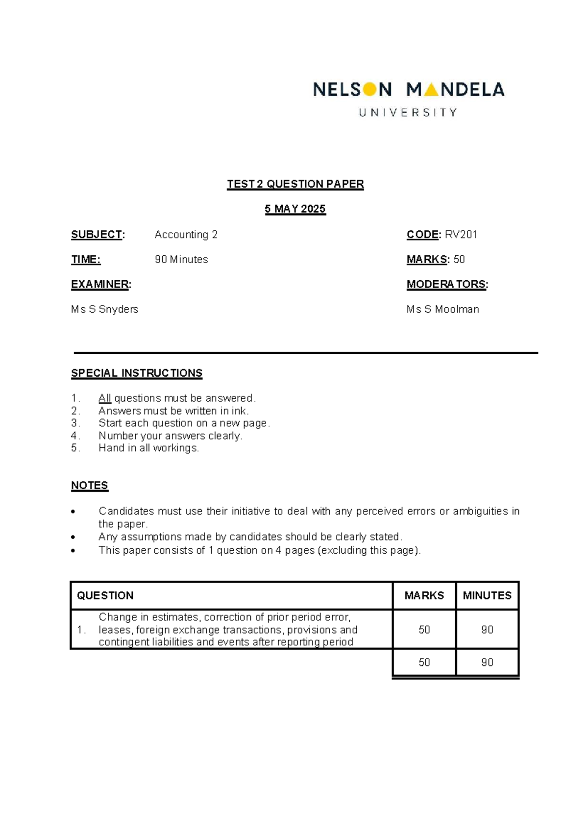 RV201 - Test 2 - Question (2025) - TEST 2 QUESTION PAPER 5 MAY 2025 ...