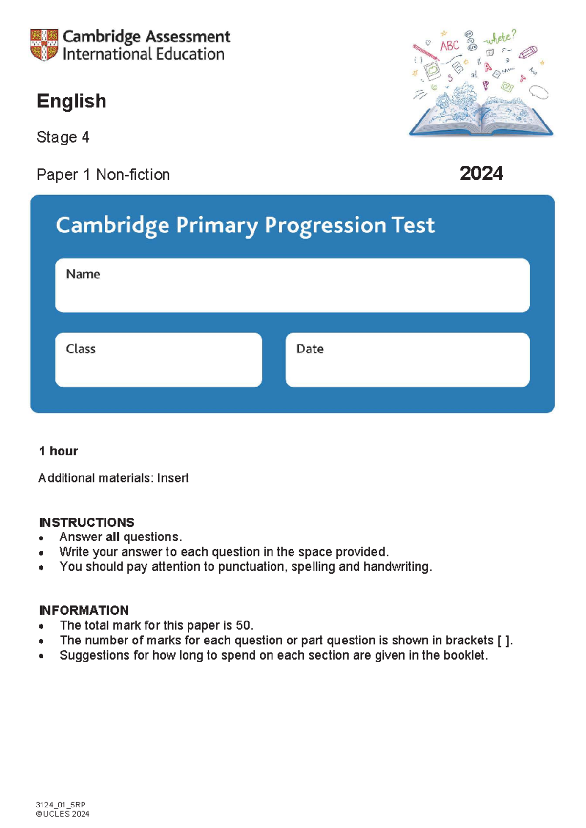 Stage 4 English Paper 1 Exam 2024: Reading & Writing Sections - Studocu