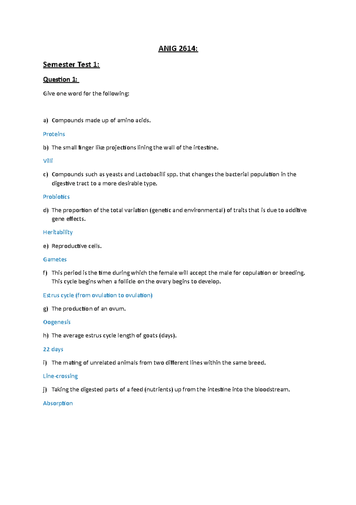 ANIG2613 - Sick Test 3 Guide for Ruminant Production 2024 - Studocu