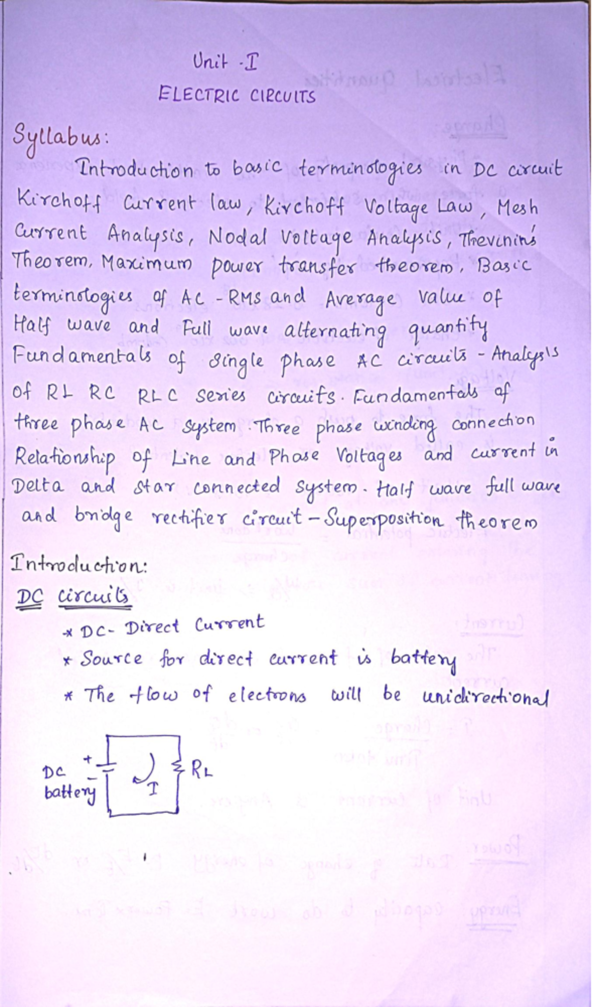 EEE Unit 1 - Introduction to Electric Circuits and Analysis Techniques ...