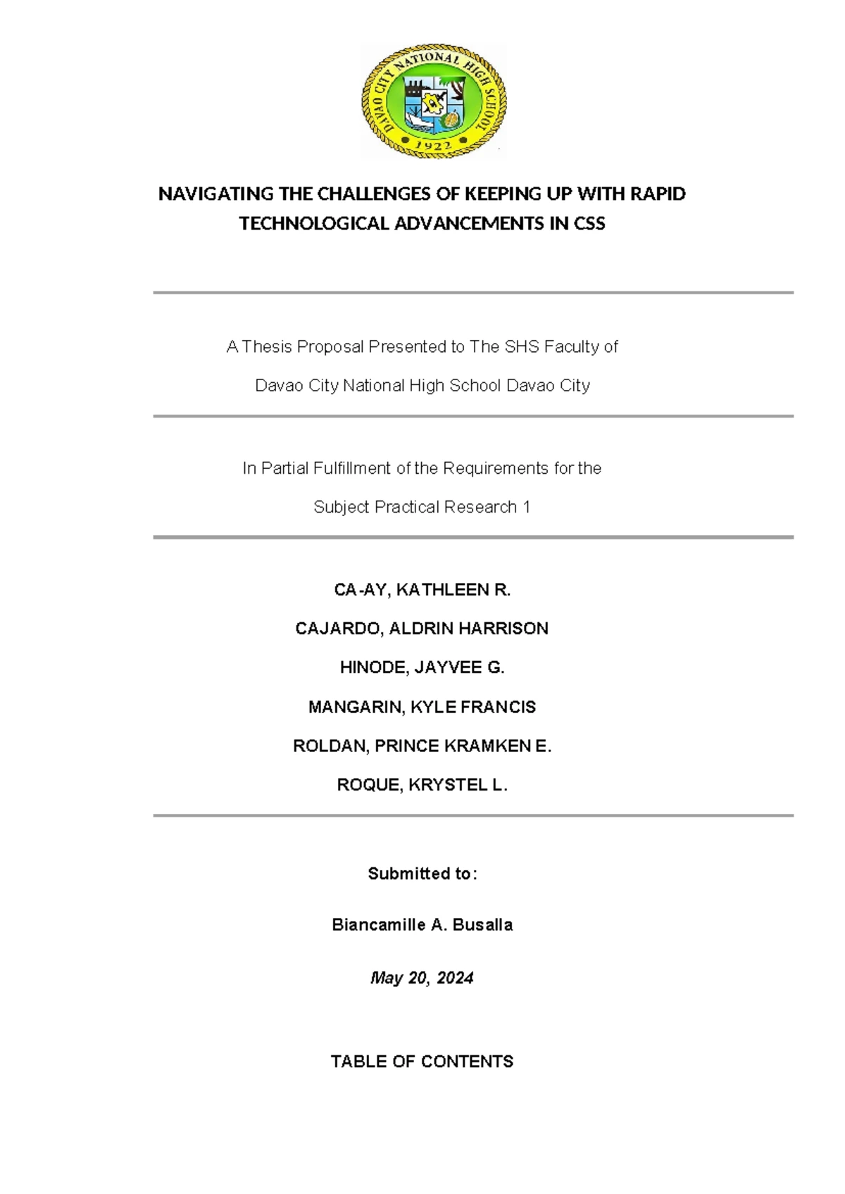 PR2 - Thesis Manuscript Template for Practical Research 2 - Studocu
