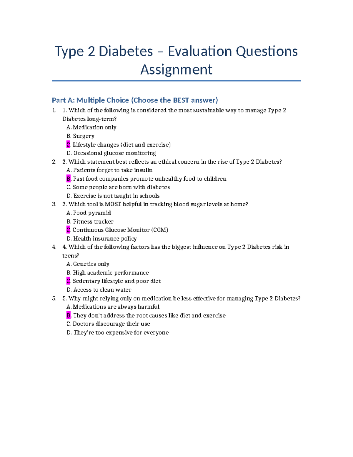 Type 2 Diabetes Assignment Full With Extras - Type 2 Diabetes ...