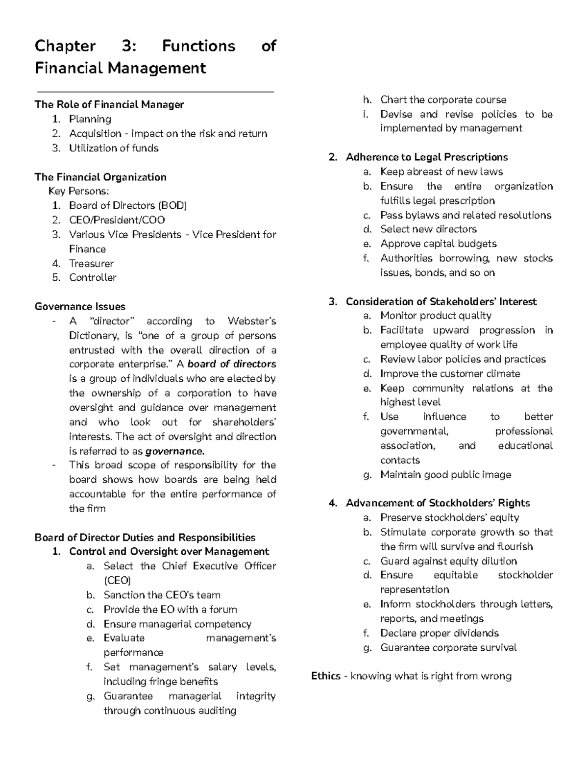 Financial Management Notes: Chapter 3 & 4 Overview and Key Concepts ...