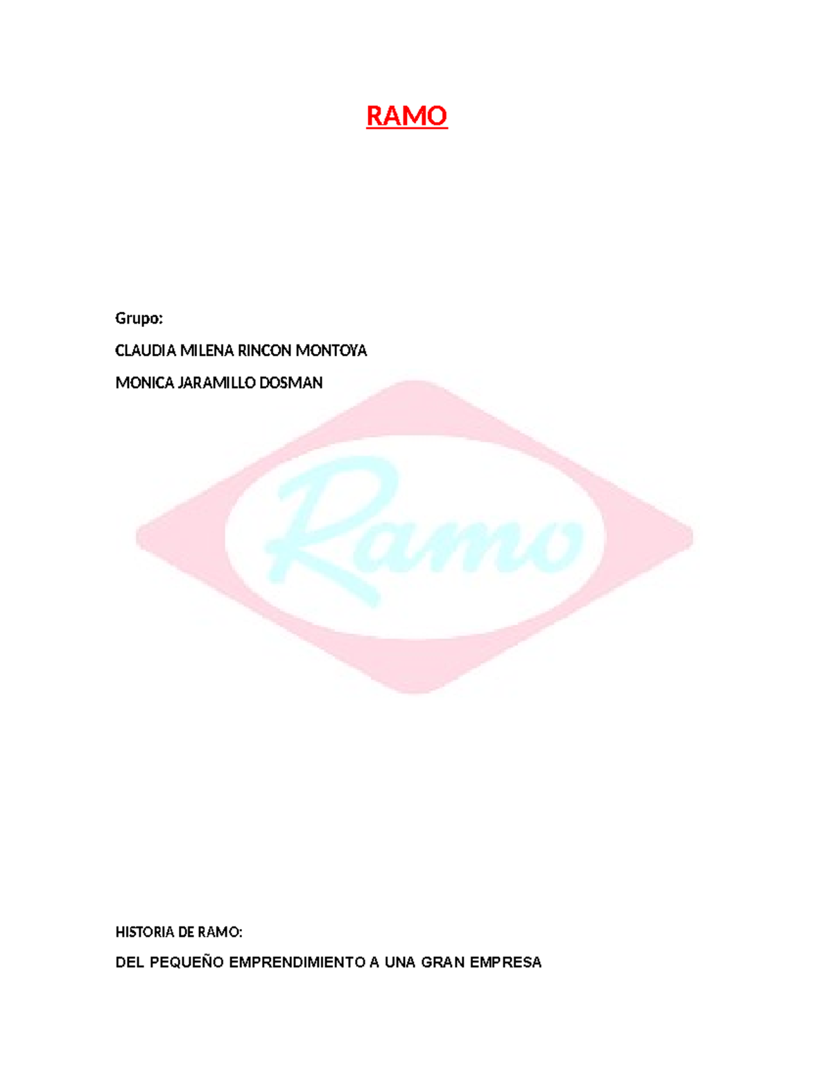 RAMO - Informe sobre la Historia y Estrategias de Marketing de Ramo ...