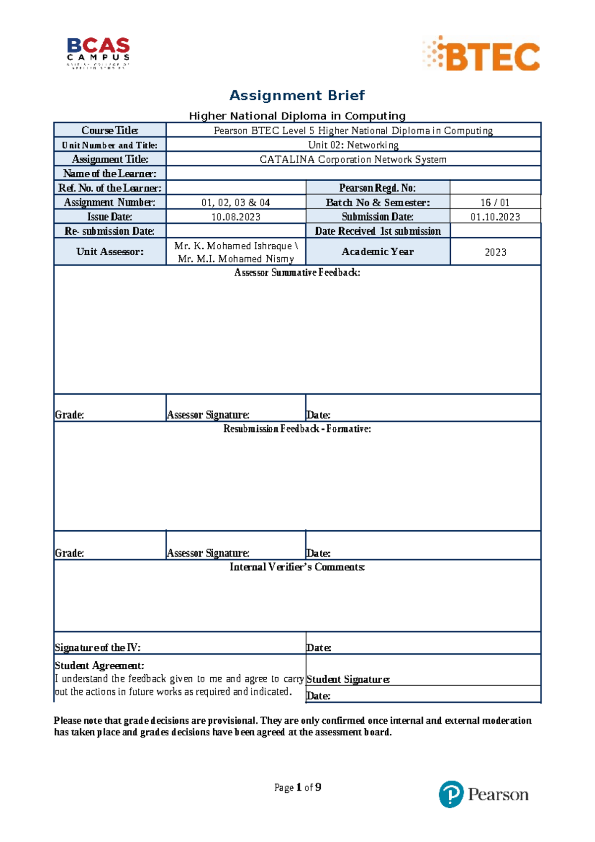 Networking Assignment Brief B16 - Assignment Brief Higher National ...