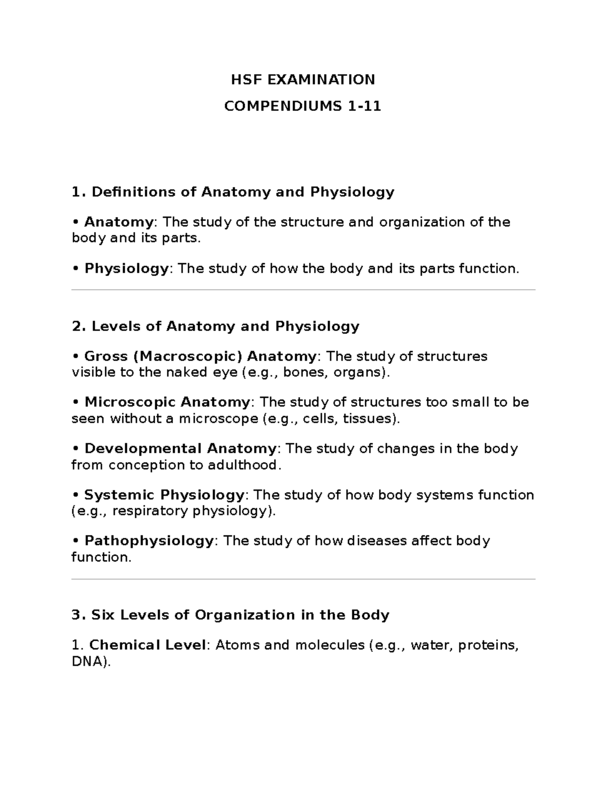 HSF Examination - Hsf compendiums 1-11 learning outcomes answered - HSF ...