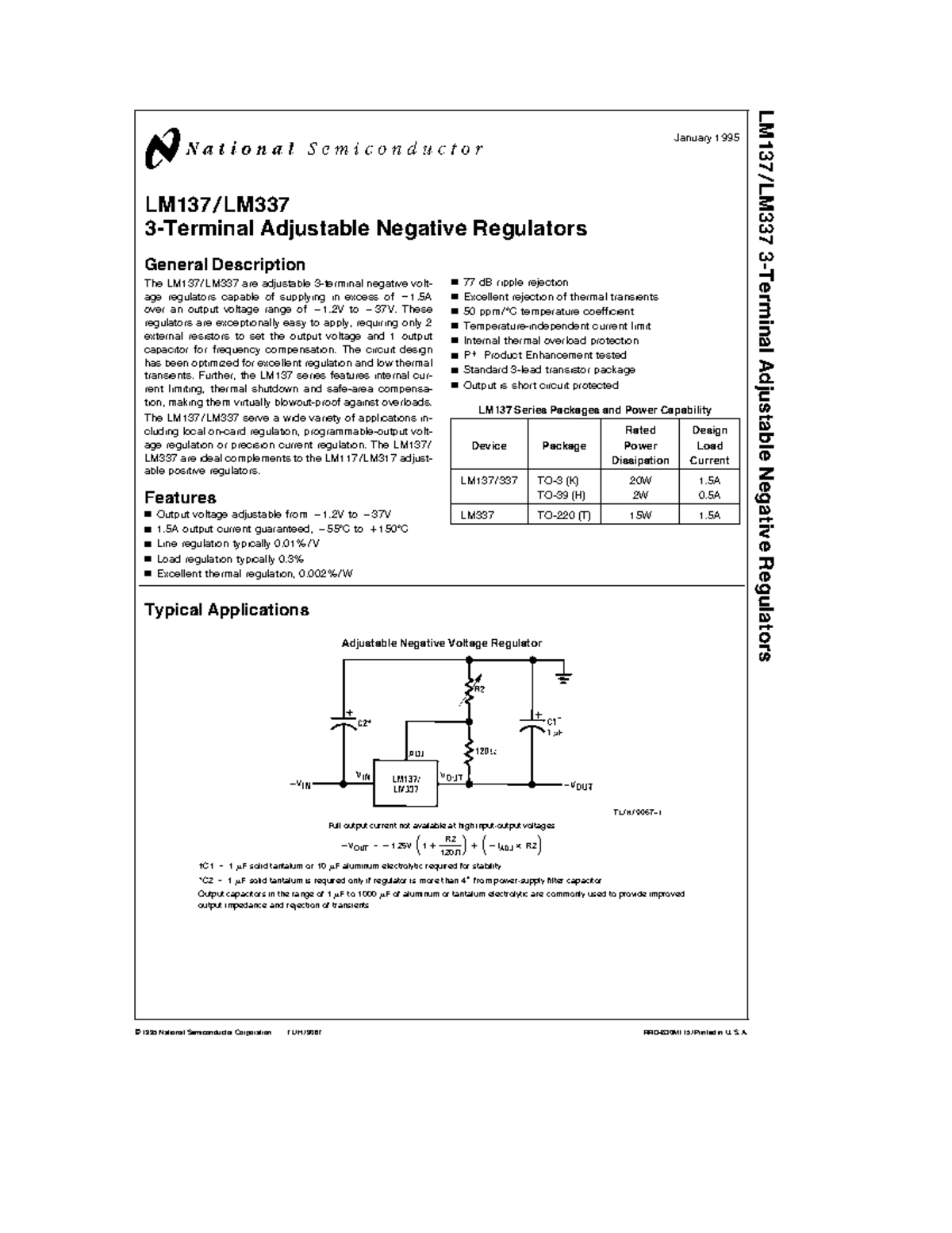 LM337 Adjustable Negative Voltage Regulators Overview and Specs - Studocu