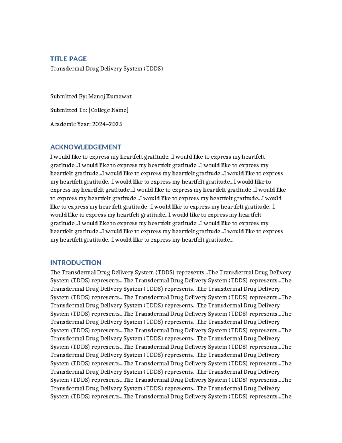 TDDS 20-Page Report: Comprehensive Overview of Transdermal Drug ...