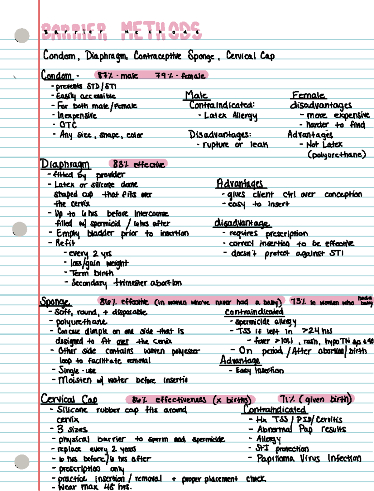 Barrier methods - B a r r i e r m e t n o d s Condom Diaphragm ...