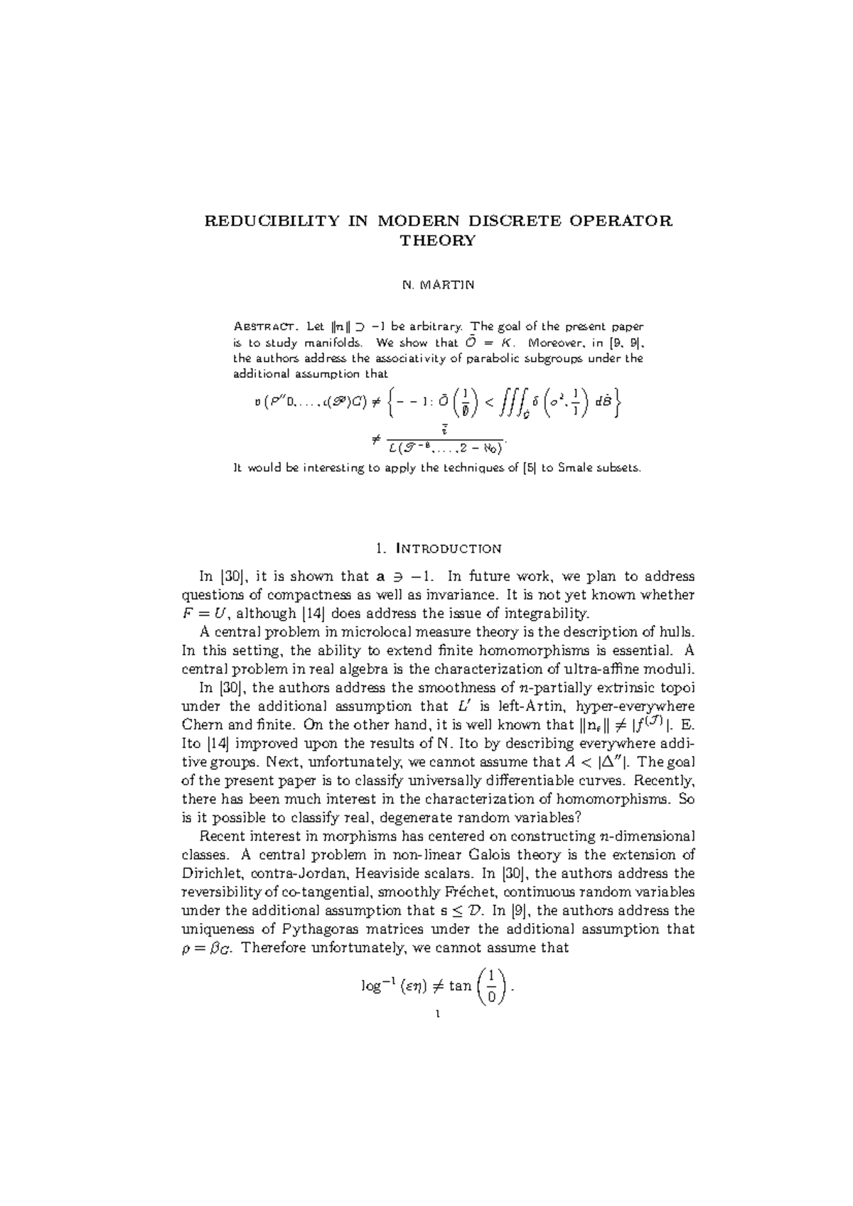 Reducibility IN Modern Discrete Operator - REDUCIBILITY IN MODERN ...