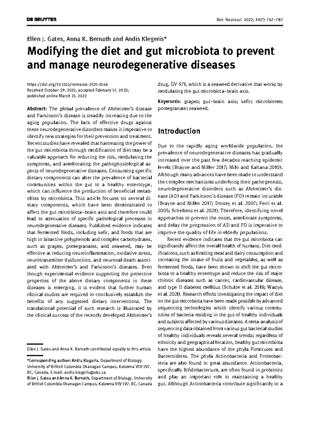 Dietary Modifications and Gut Microbiota in Neurodegenerative Diseases ...