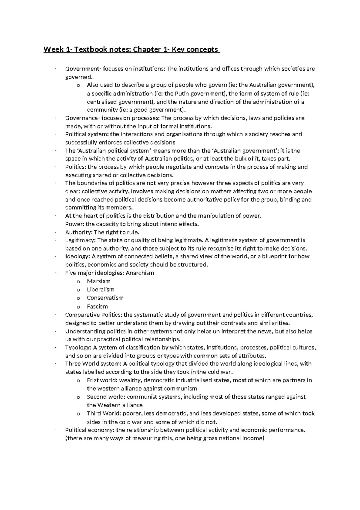 Week 1 Notes- Introduction - Week 1- Textbook notes: Chapter 1- Key ...