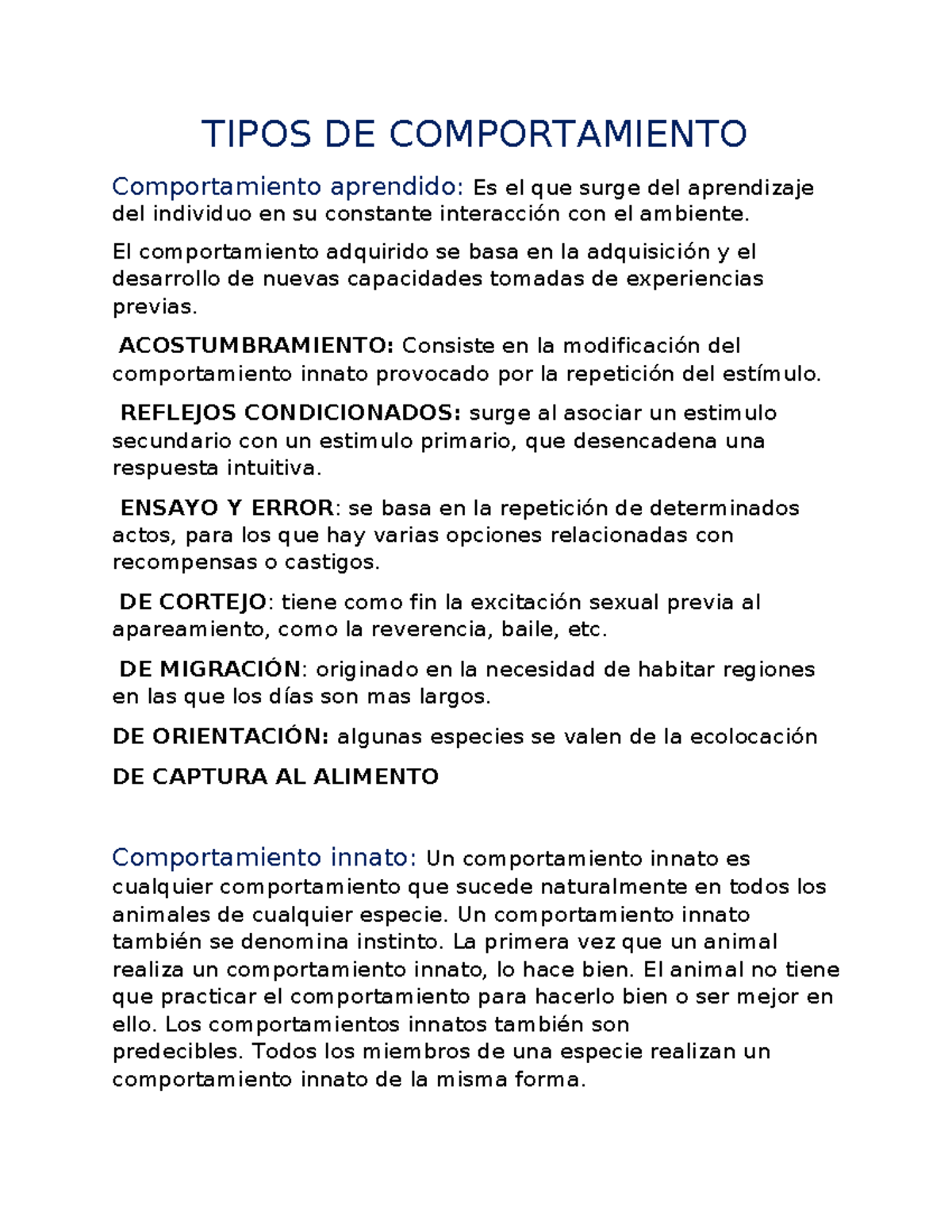 Tipos de Comportamiento: Aprendido, Innato y Métodos de Observación ...