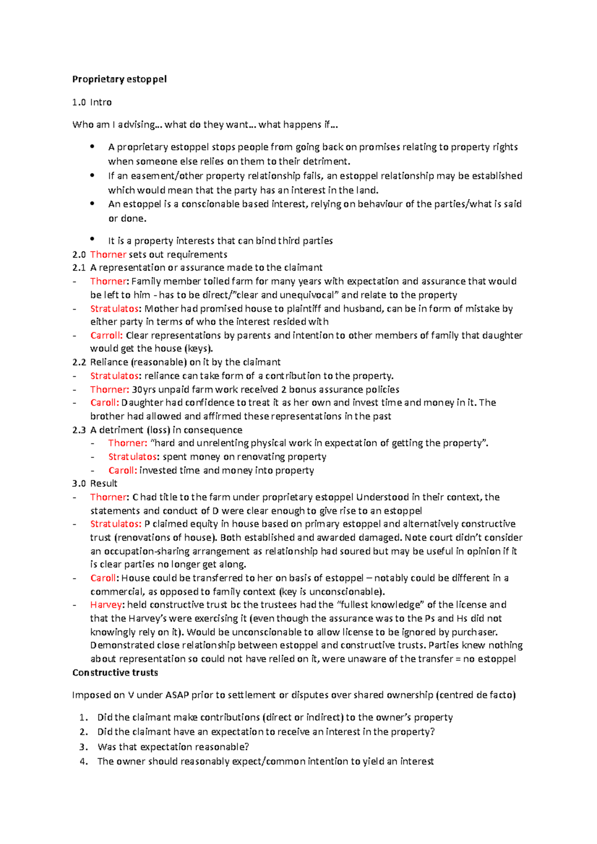 Proprietary Estoppel: Key Cases and Principles Explained - Studocu