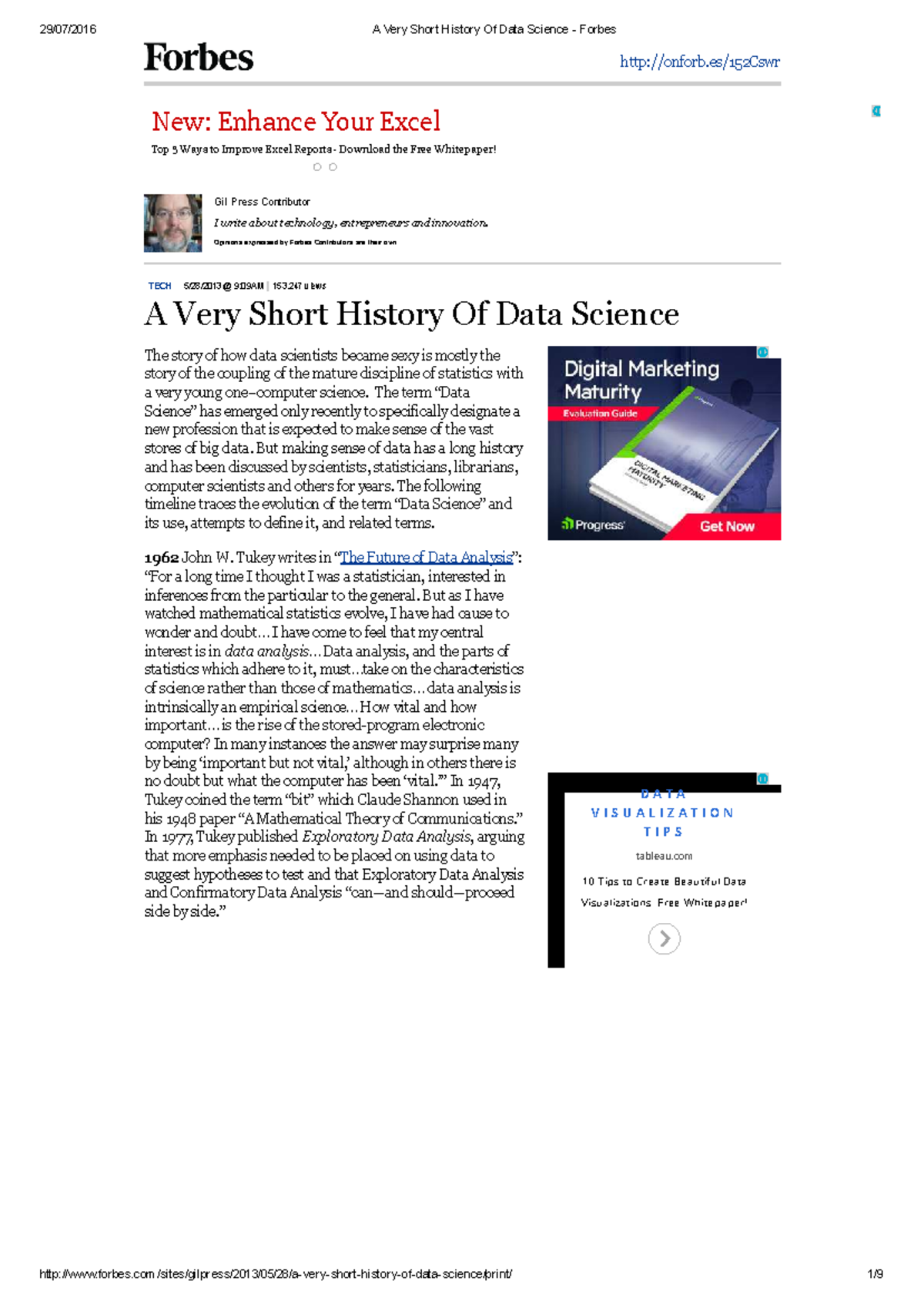 A Very Short History of Data Science - Forbes Analysis - Studocu