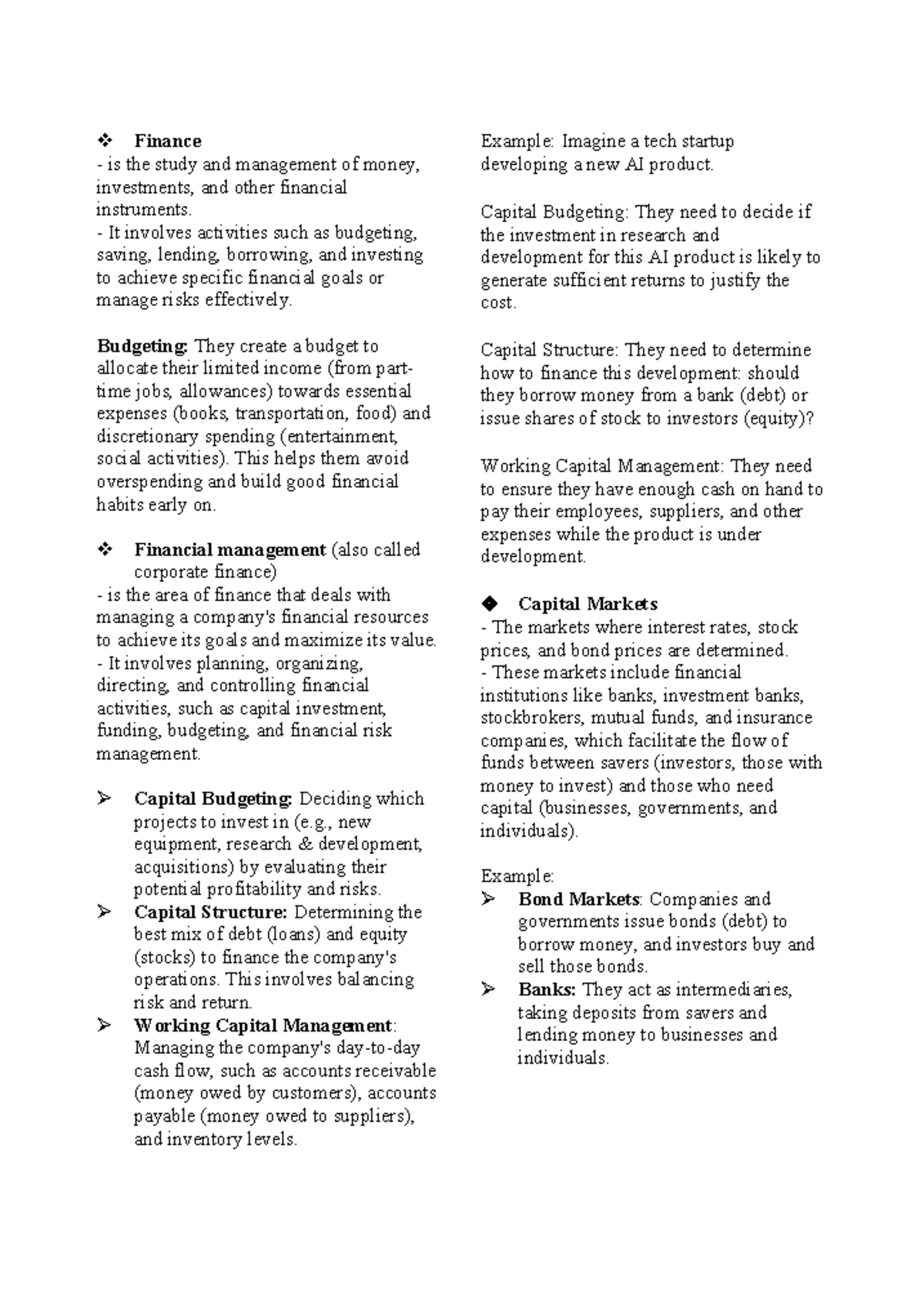 Finance Management Notes (FIN 13-22): Key Concepts and Principles - Studocu