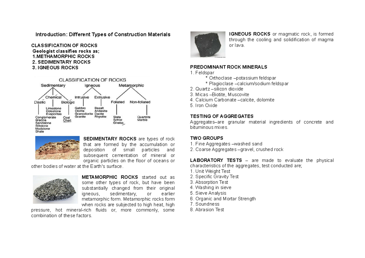 Module 1 - Construction and Materials Testing - Introduction: Different ...