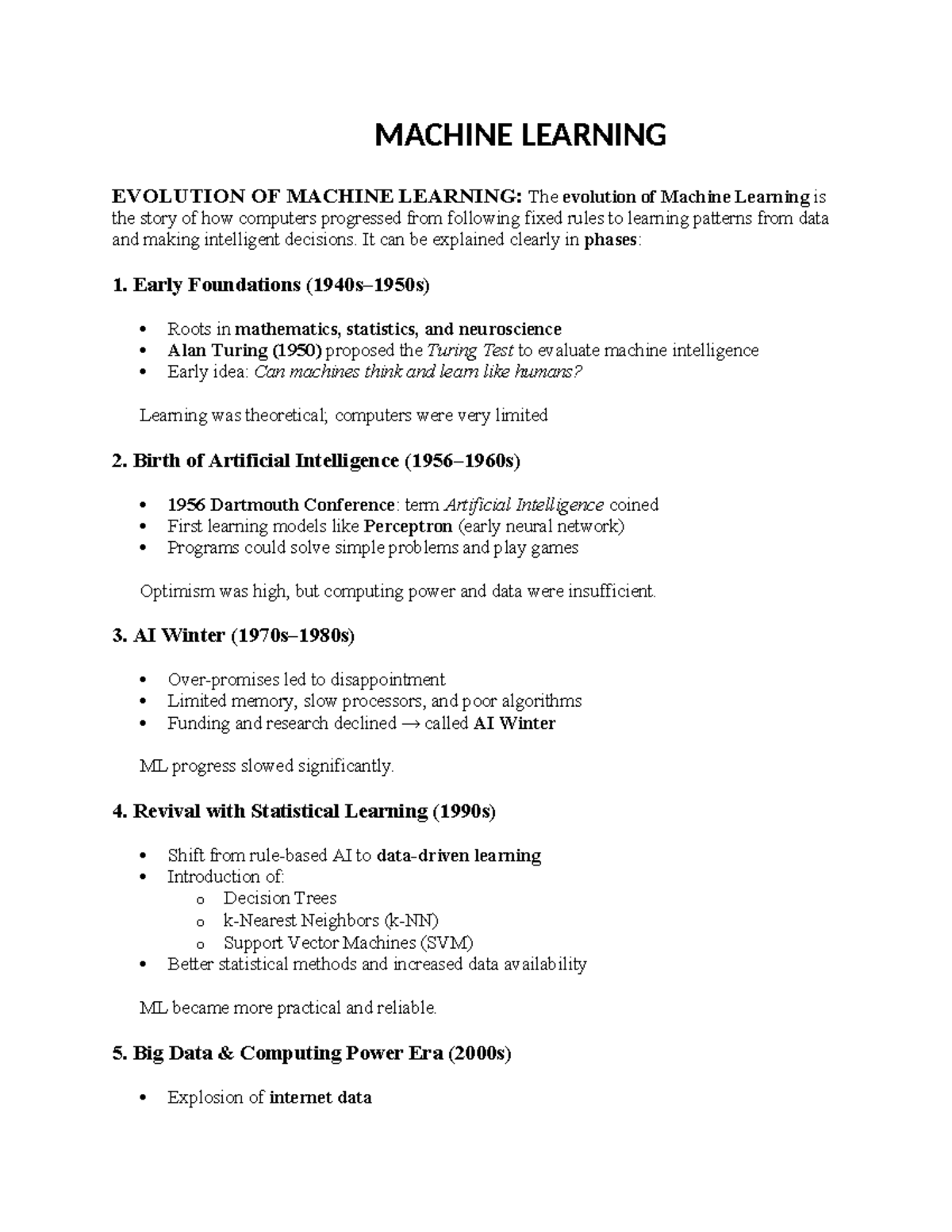MACHINE LEARNING EVOLUTION: From Foundations to Modern Applications ...