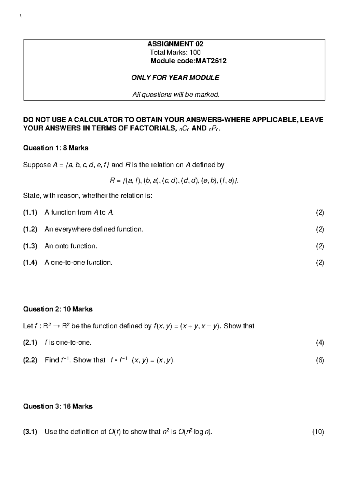 MAT2612 Assignment 2 Solutions for 2024 - Detailed Steps and ...