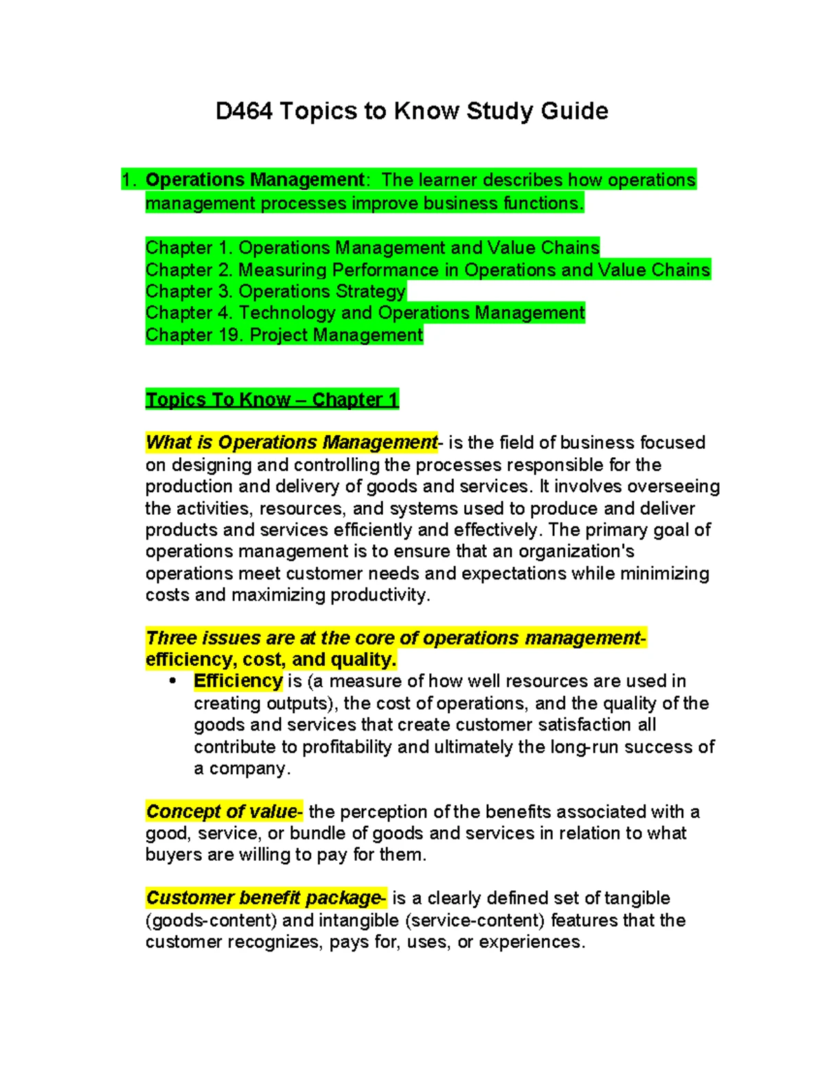 Chapter 5 - Total Quality Management Quiz Notes - Studocu