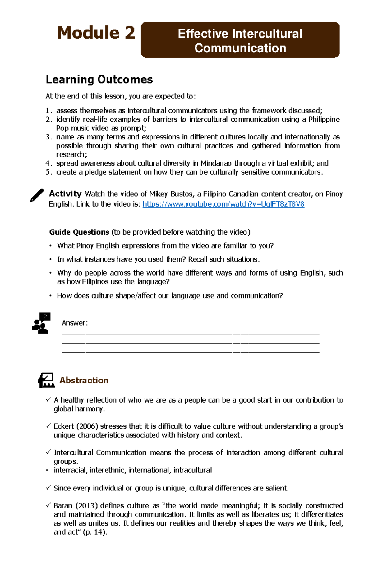 ENG 111 Module 2 - Intercultural Communication Skills and Barriers ...