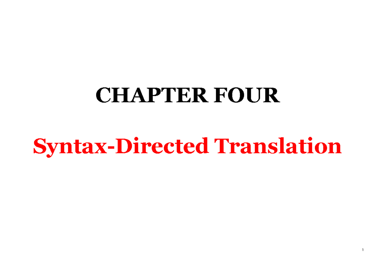 Chapter 4: Compiler Design - Translation Schemes and Definitions - Studocu