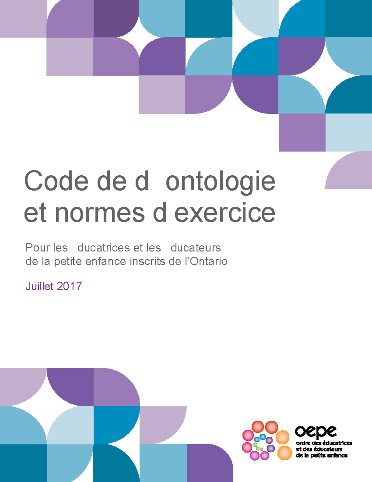 Code de déontologie et normes EPEI - Notes de cours Juillet 2017 - Studocu