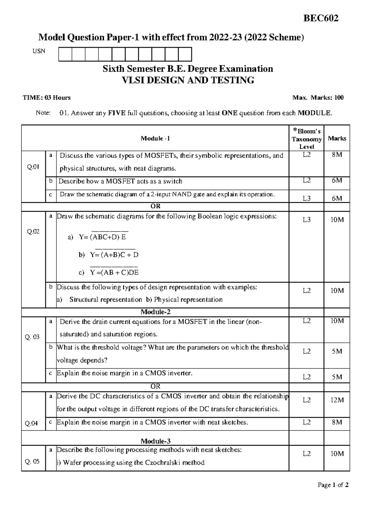 VLSI Design and Testing (BEC602): Silicon Semiconductor Technology ...