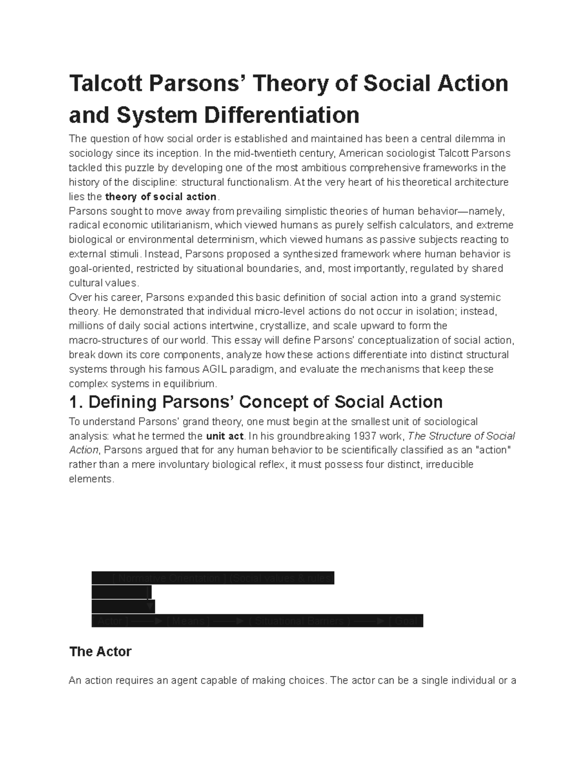 Talcott Parsons' Theory of Social Action: A Comprehensive Analysis ...
