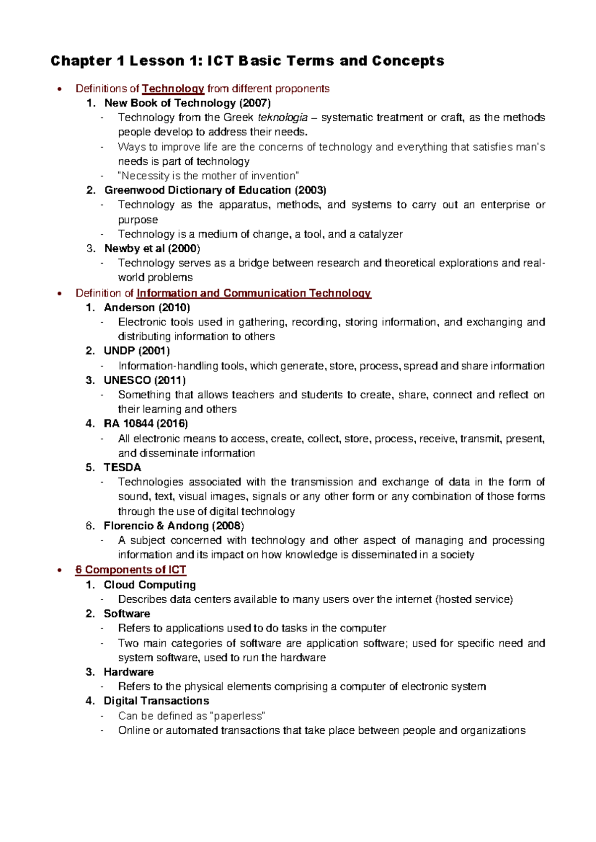 ED 201 Final Exam Review: ICT Basics and Educational Integration - Studocu