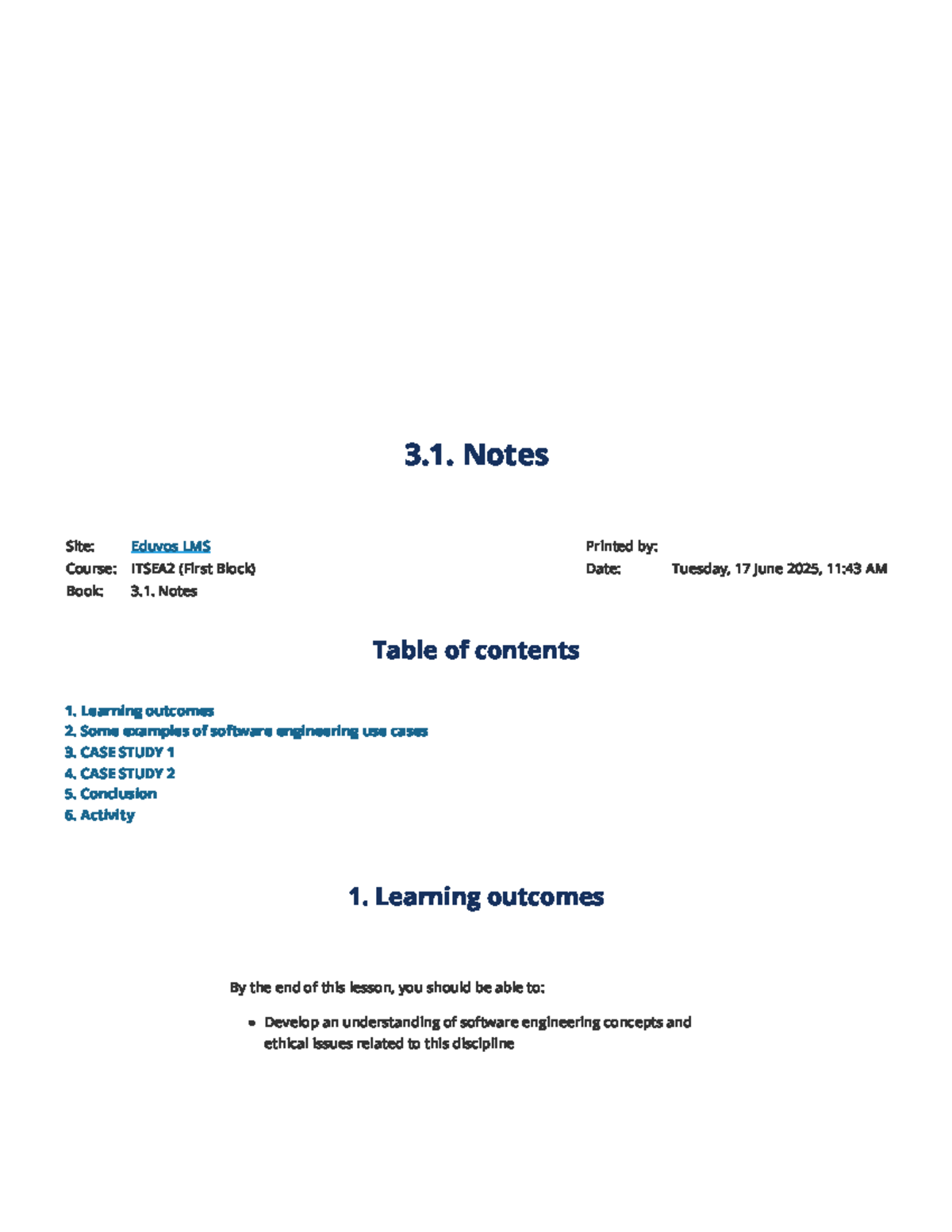 ITSEA2: Week 2 Lecture Notes on Software Engineering Case Studies - Studocu