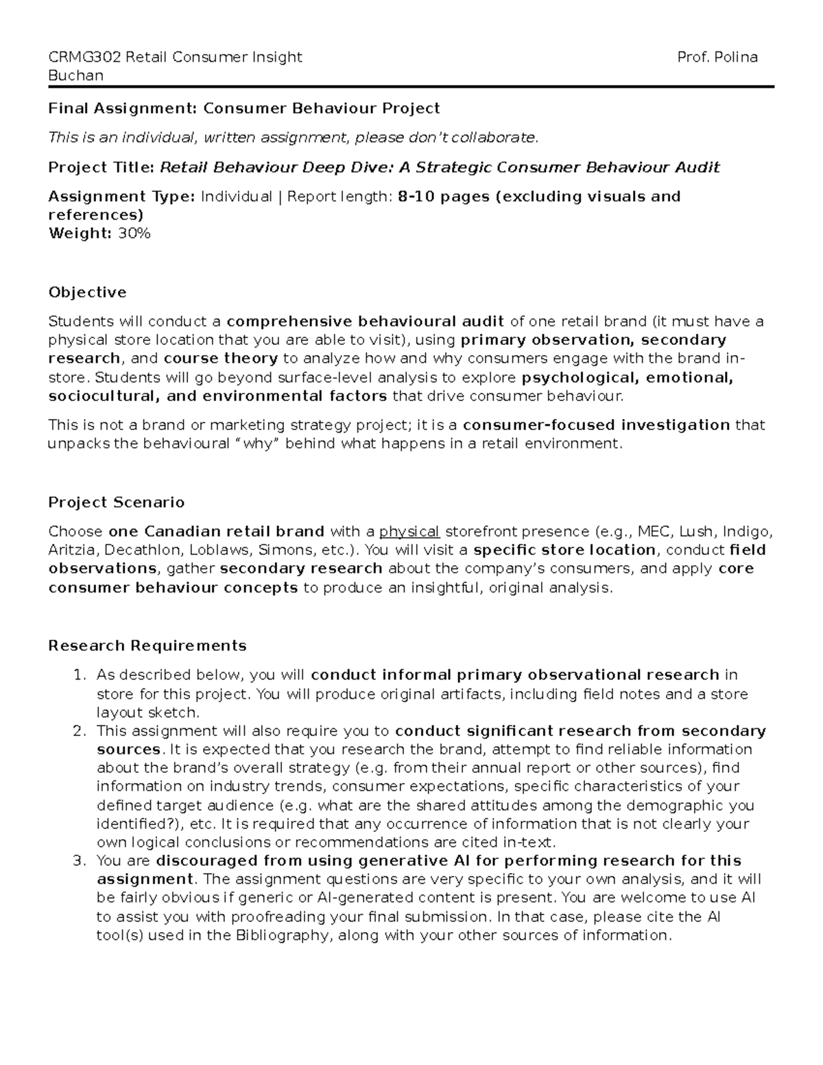 CRMG302 Final Assignment: Retail Consumer Behaviour Analysis - Studocu