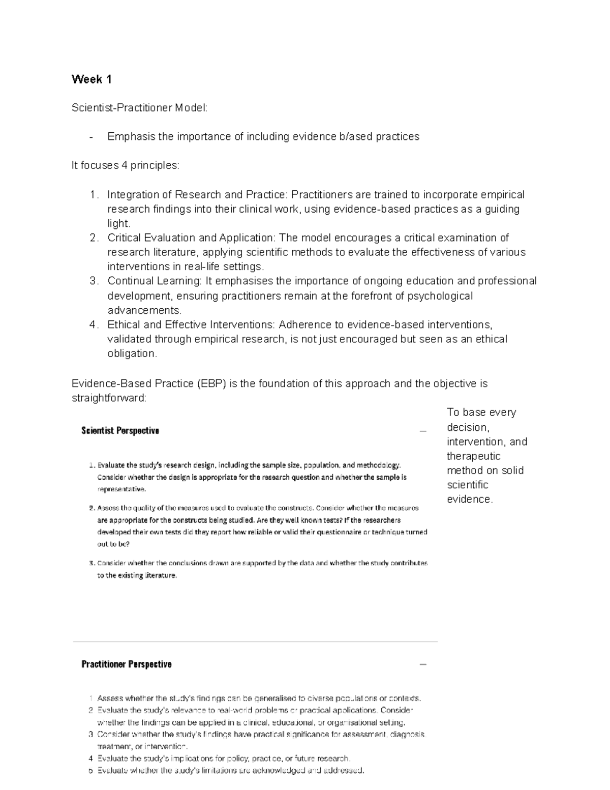 Week 1 EBP Principles: Evidence-Based Practices in Psychology - Studocu