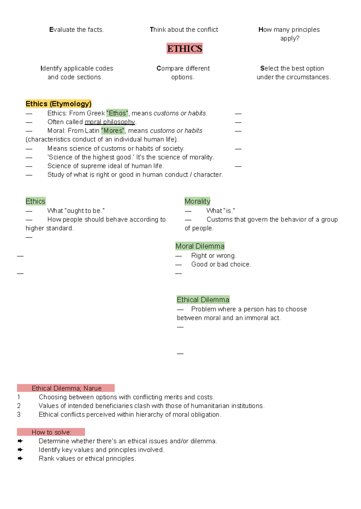 Philo 101 - Final Exam Notes on Ethics and Justice Principles - Studocu