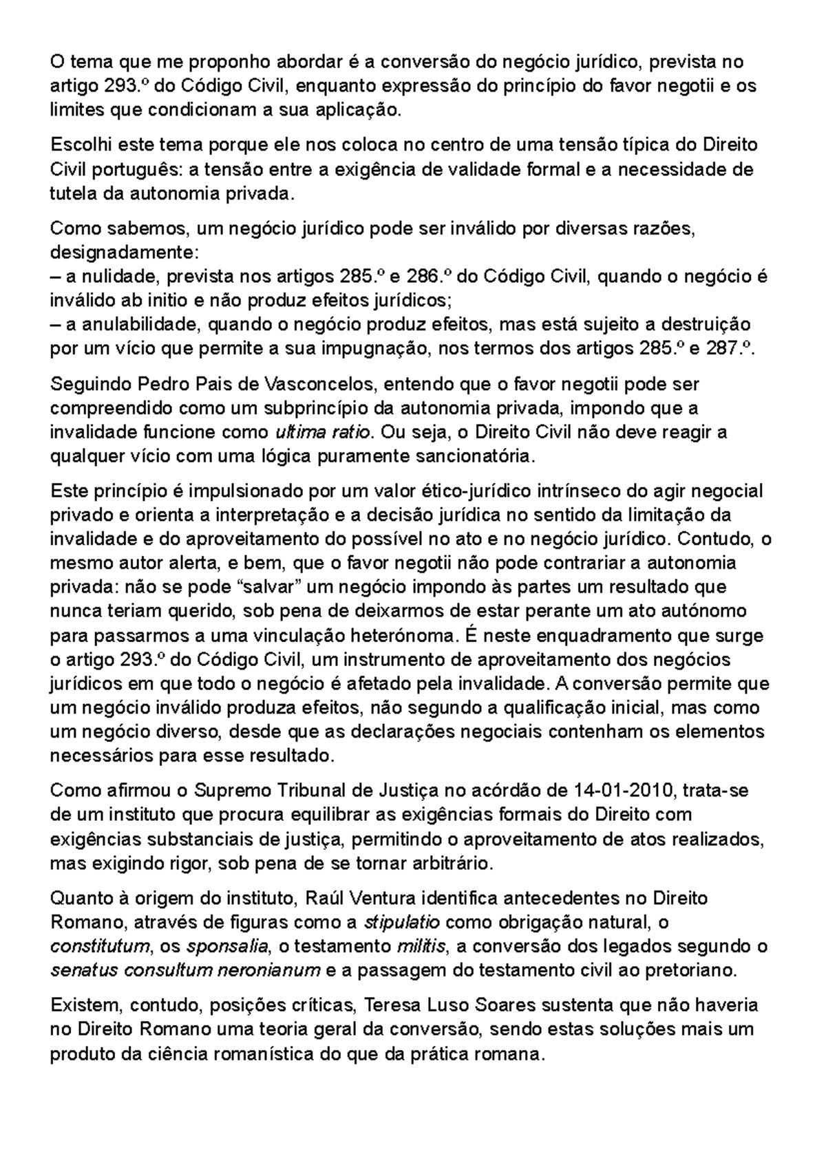 Guião Oral TGDC: Conversão do Negócio Jurídico e Favor Negotii - Studocu