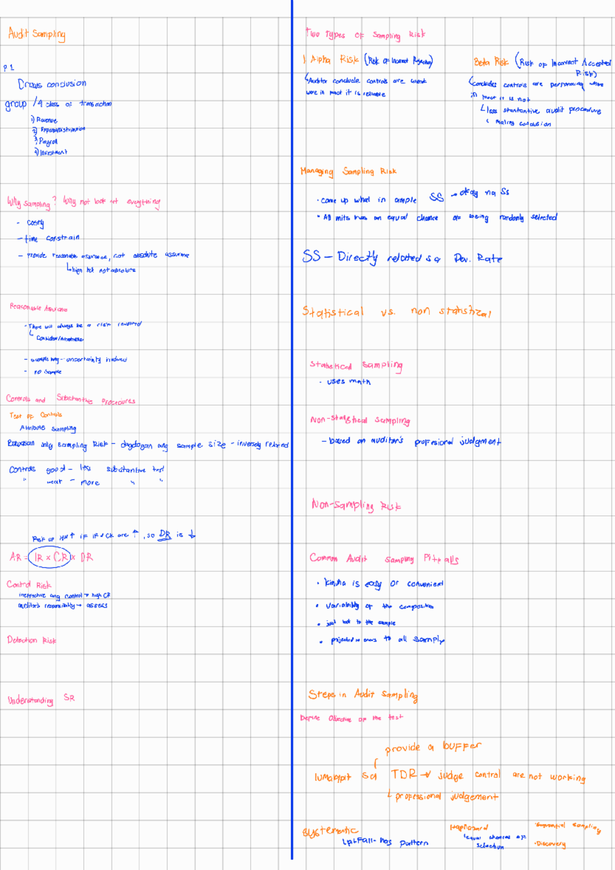 Audit CIS 260307: Notes on Sampling Risk and Types of Risk - Studocu