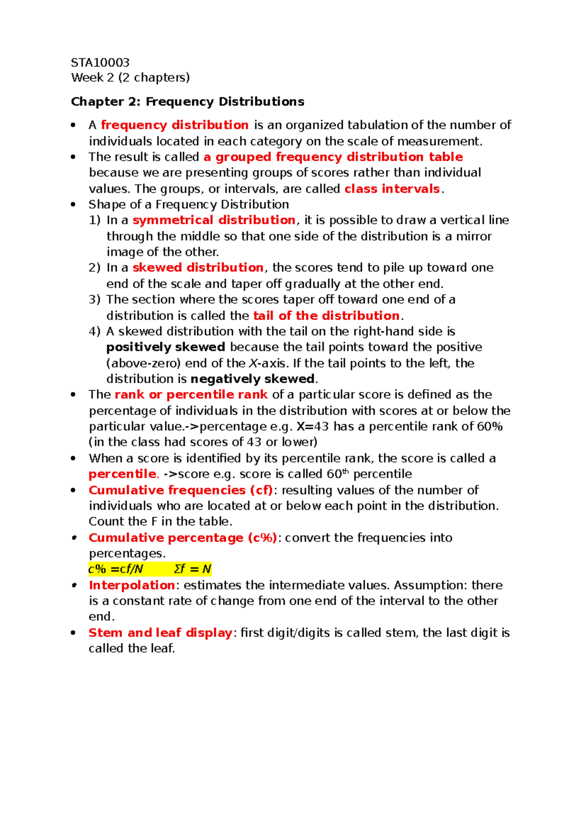 Week 2 - Chapter 2 & 3: Frequency Distributions & Central Tendency ...