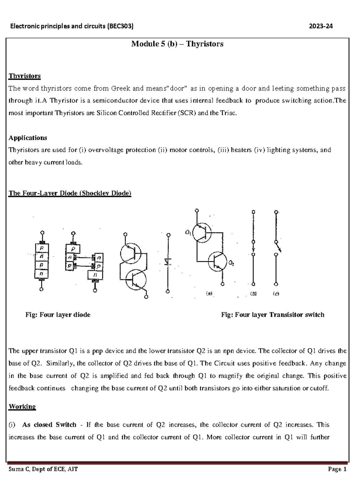 EPC Module-5(B) Thyristors - Module 5 (b) – Thyristors Thyristors The ...