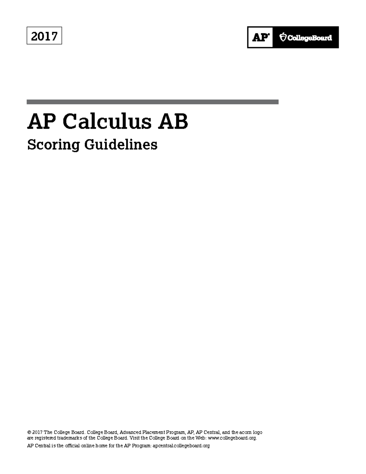2017 AP Calculus AB Scoring Guidelines and Solutions - Studocu