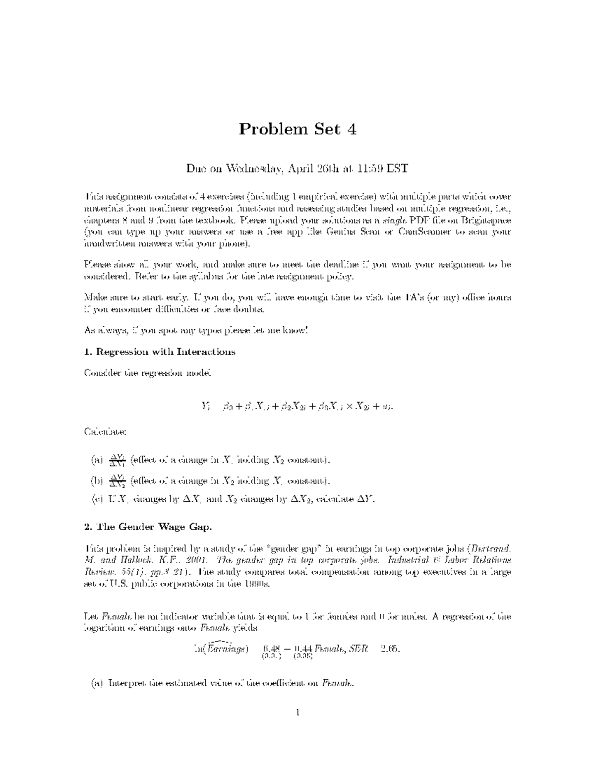PS4 ECO321 Spring 23 - problem Set - Problem Set 4 Due on Wednesday ...