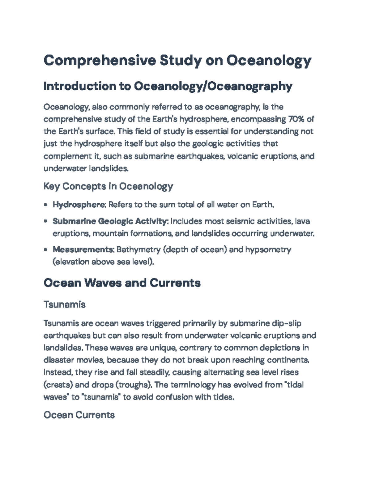 Comprehensive Oceanology Study: Key Concepts in Oceanography ...