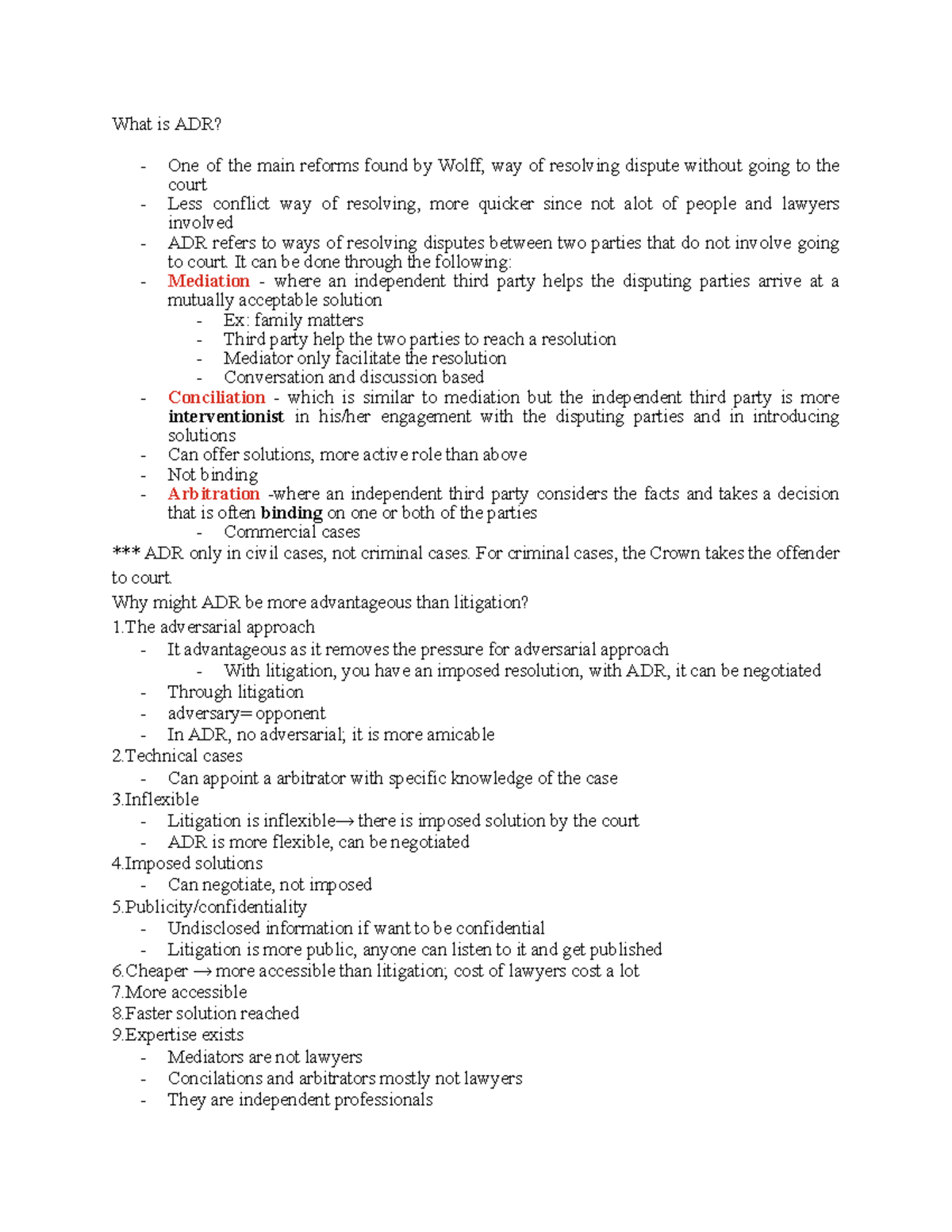 ELS-ADR - LECTURE NOTES ON ALTERNATIVE DISPUTE RESOLUTION (ADR) - Studocu