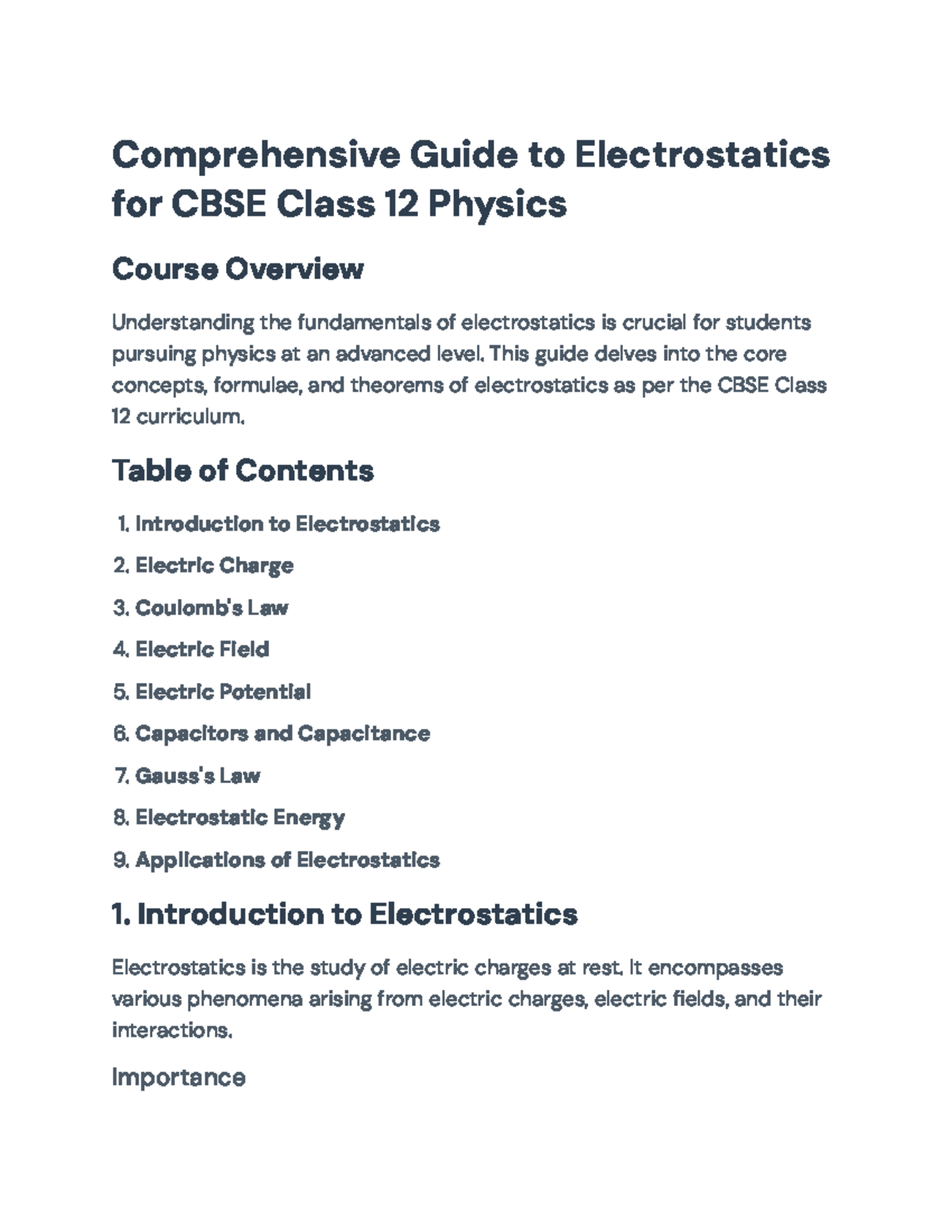 Comprehensive Guide to Electrostatics for CBSE Class 12 Physics - This ...