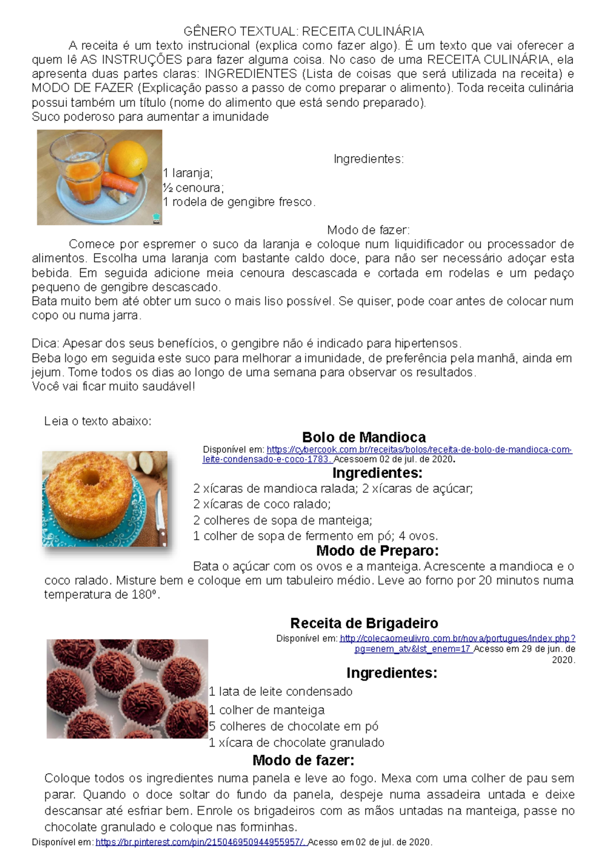 Receitas Culinárias: Gênero Textual e Instruções Práticas - Studocu