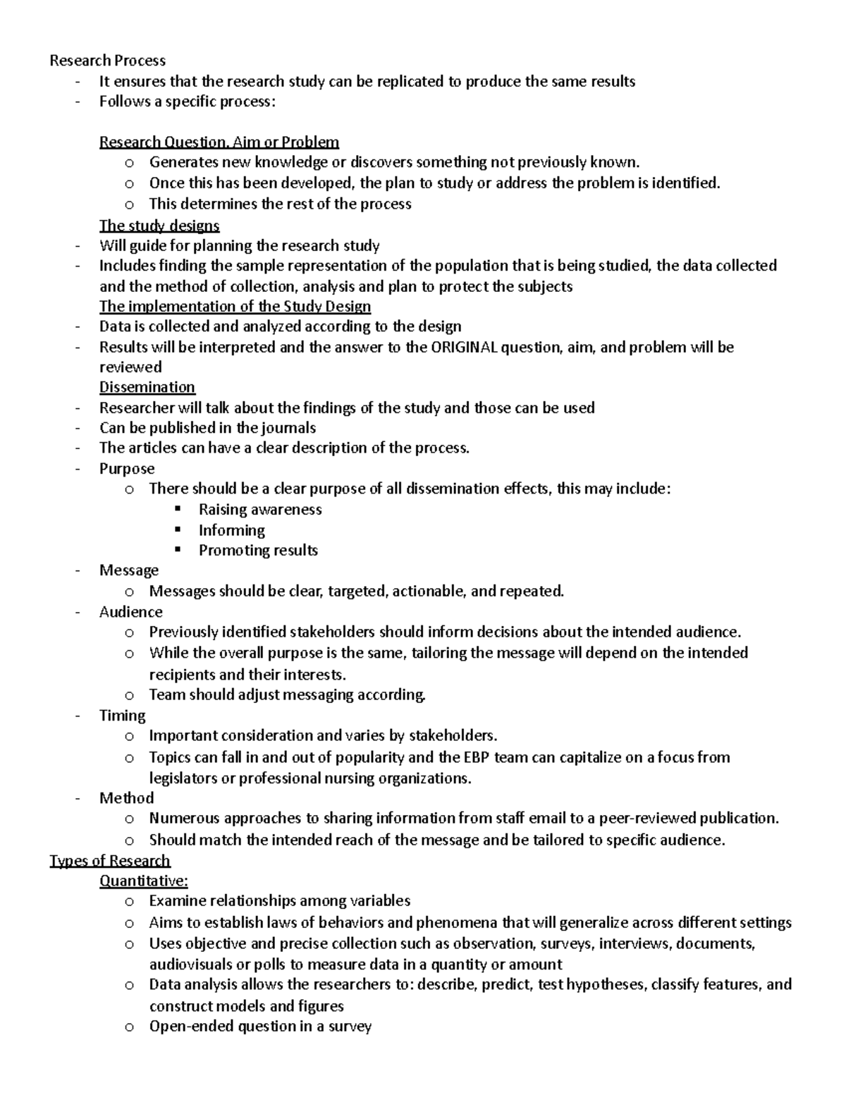 D219 Research Process Overview: Methods, Implementation, and EBP - Studocu