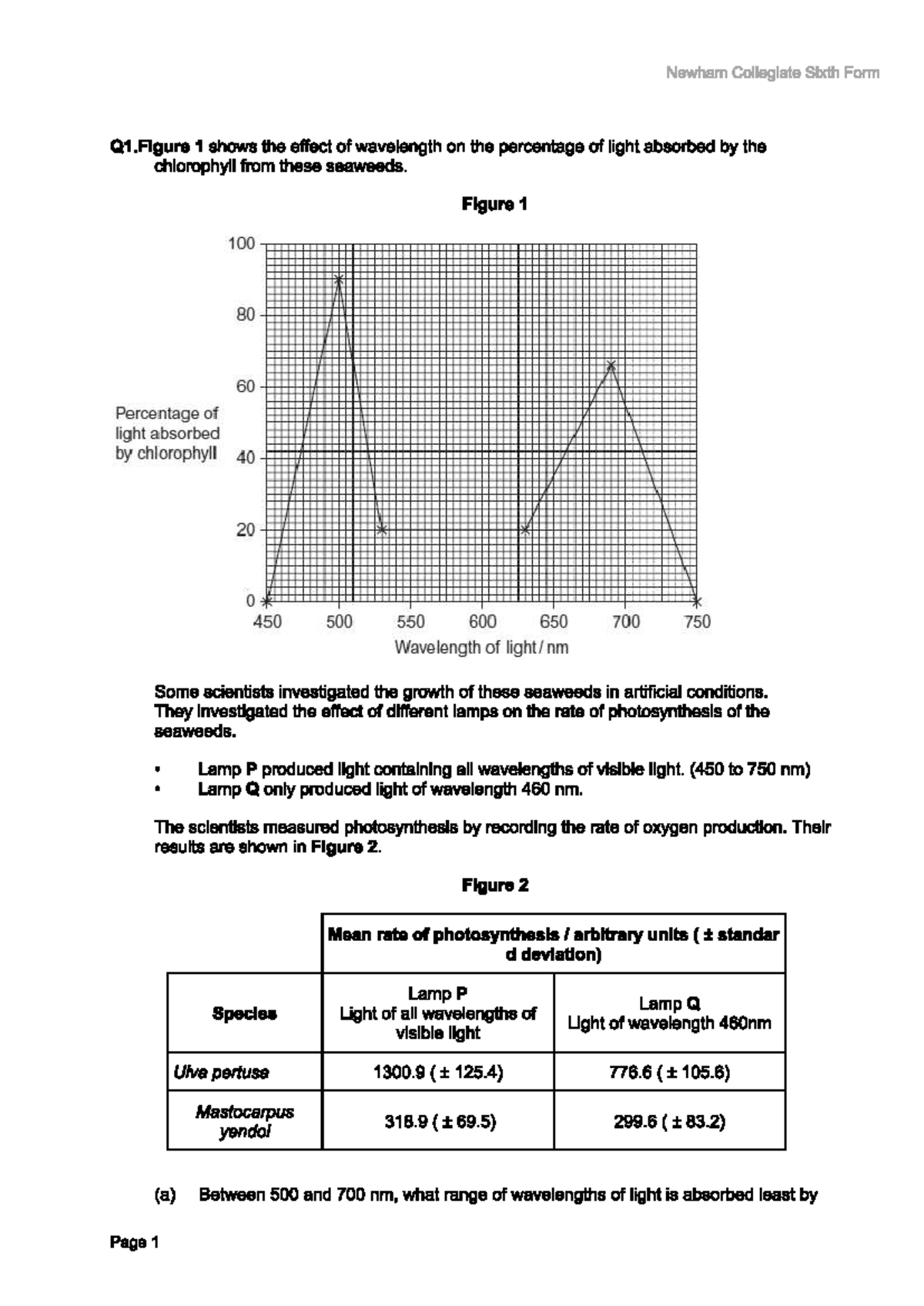 Bio Maths 5 - Exam Questions on Photosynthesis and Respiration - Studocu
