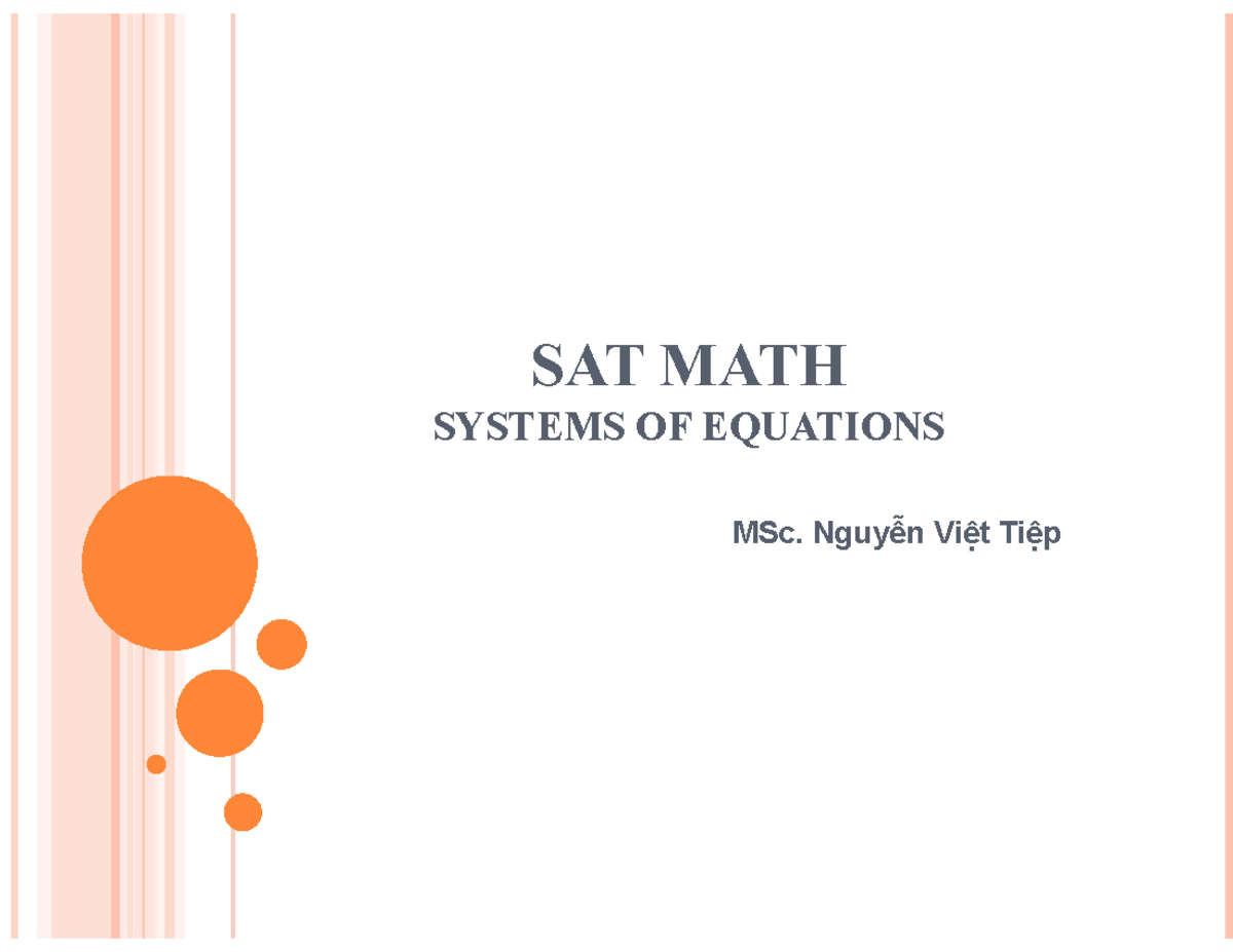 SAT MATH Chapter 9 System OF Equations - SAT MATH SYSTEMS OF EQUATIONS ...