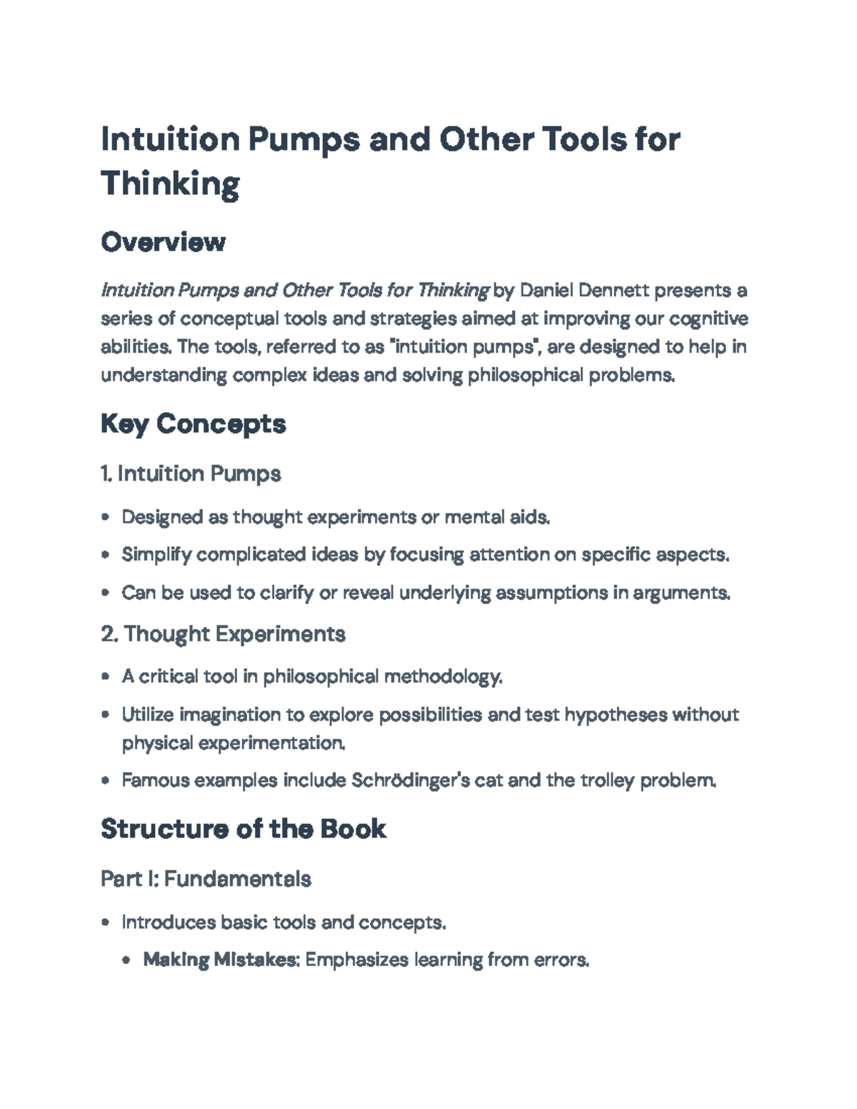 Intuition Pumps and Other Tools for Thinking Overview (PHIL 101 ...
