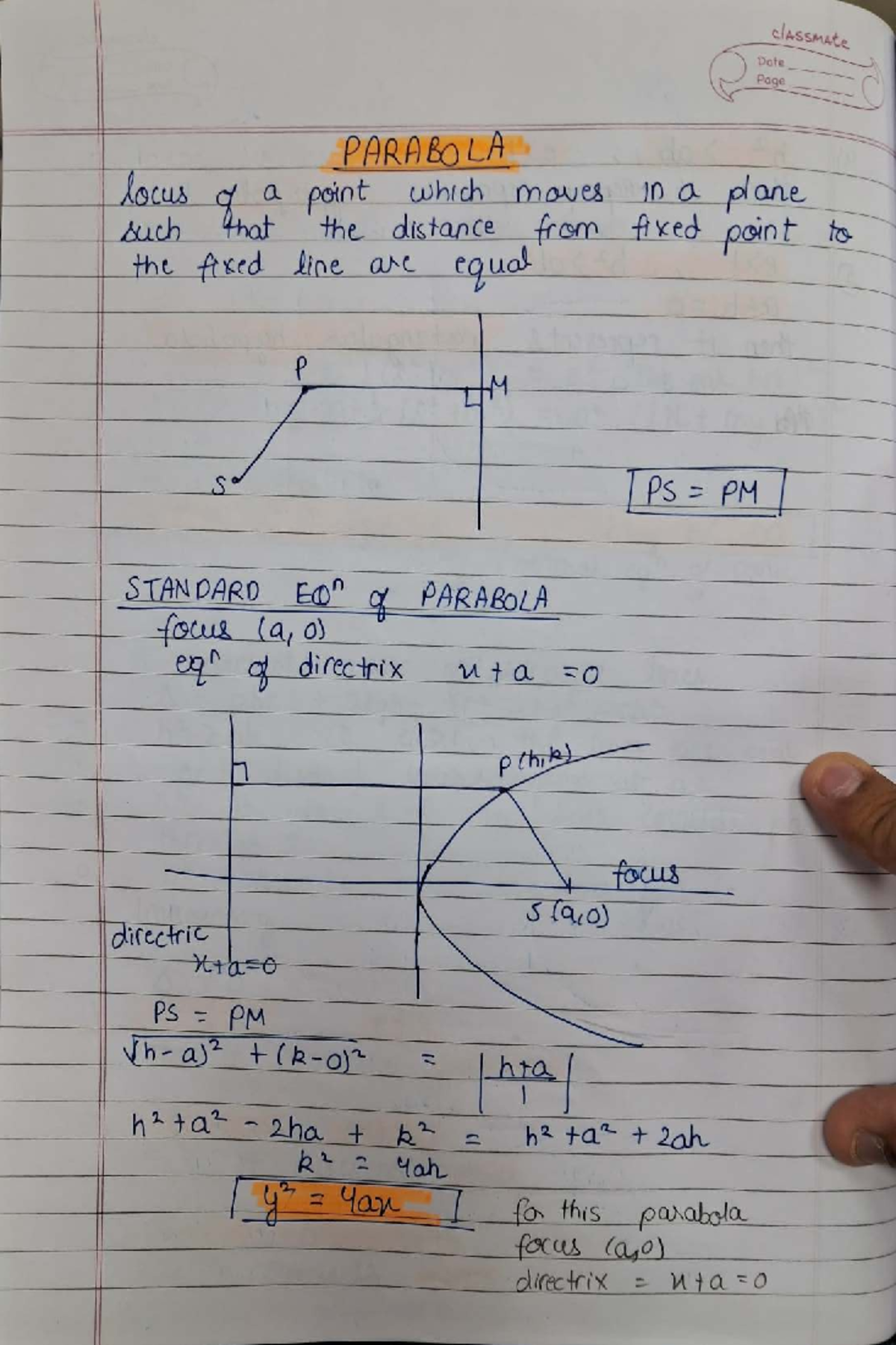 JEE - Maths Conic Sections: Parabola Detailed Notes - Studocu
