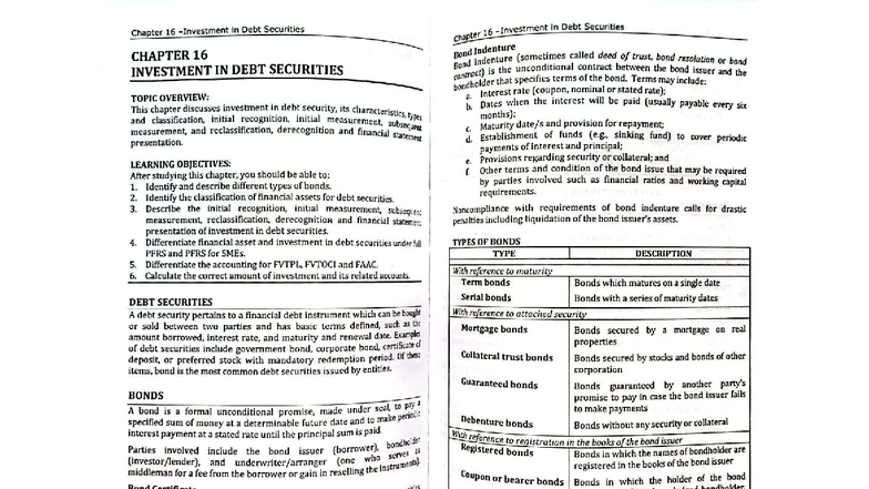 CS Chapter 16: Investment in Debt Securities and Bonds Audit - Studocu